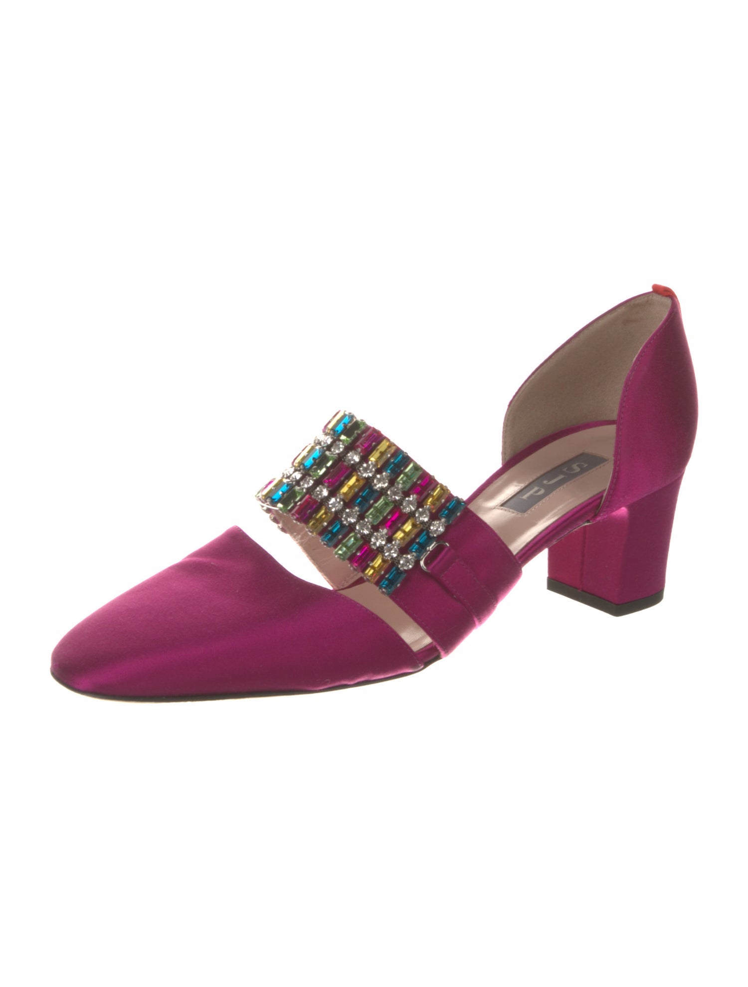Sarah Jessica Parker Satin Crystal Embellishments D'Orsay Pumps