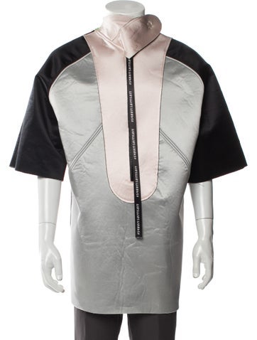 Shaun Samson T-Shirts Silk Colorblock Pattern Henley M