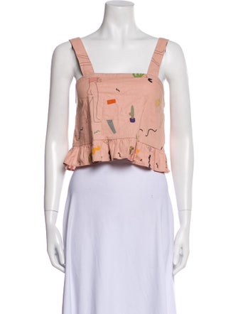 Selva Negra Linen Printed Crop Top