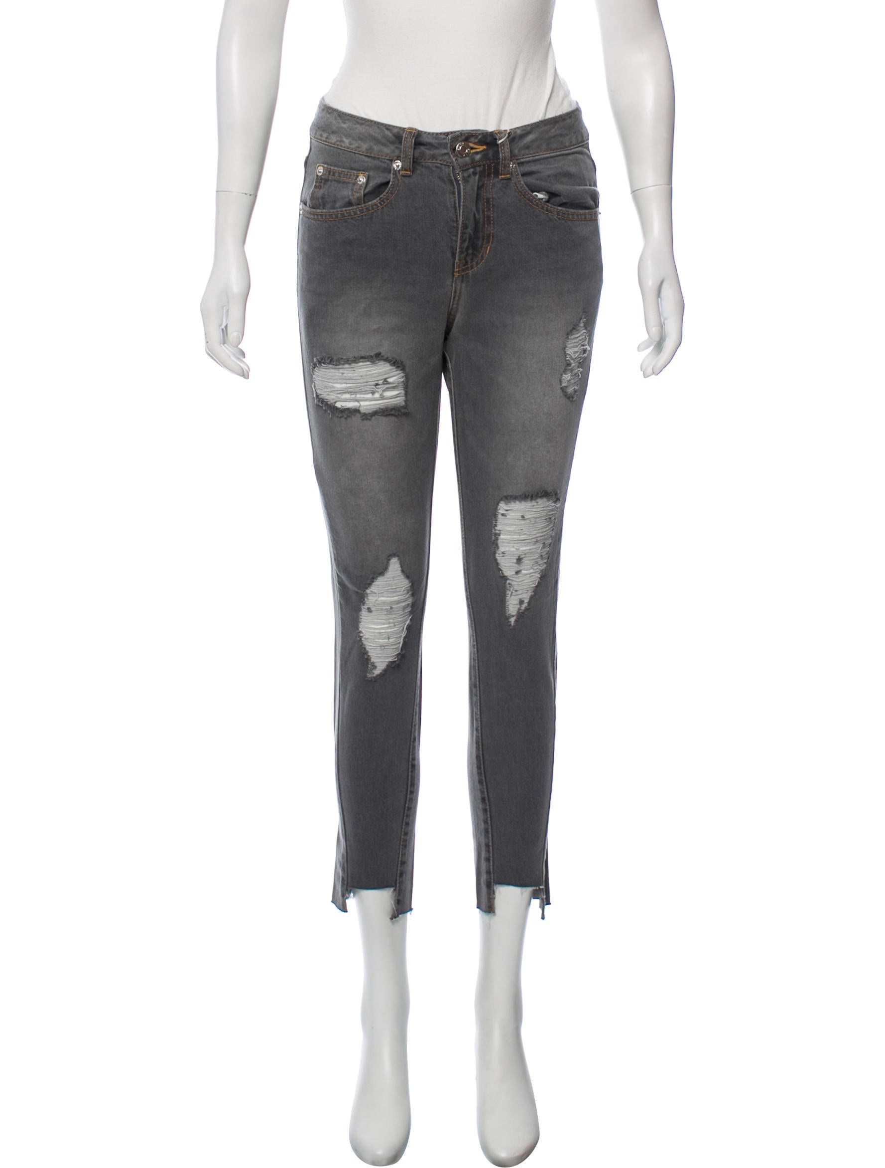 SJYP Mid-Rise Distressed Jeans