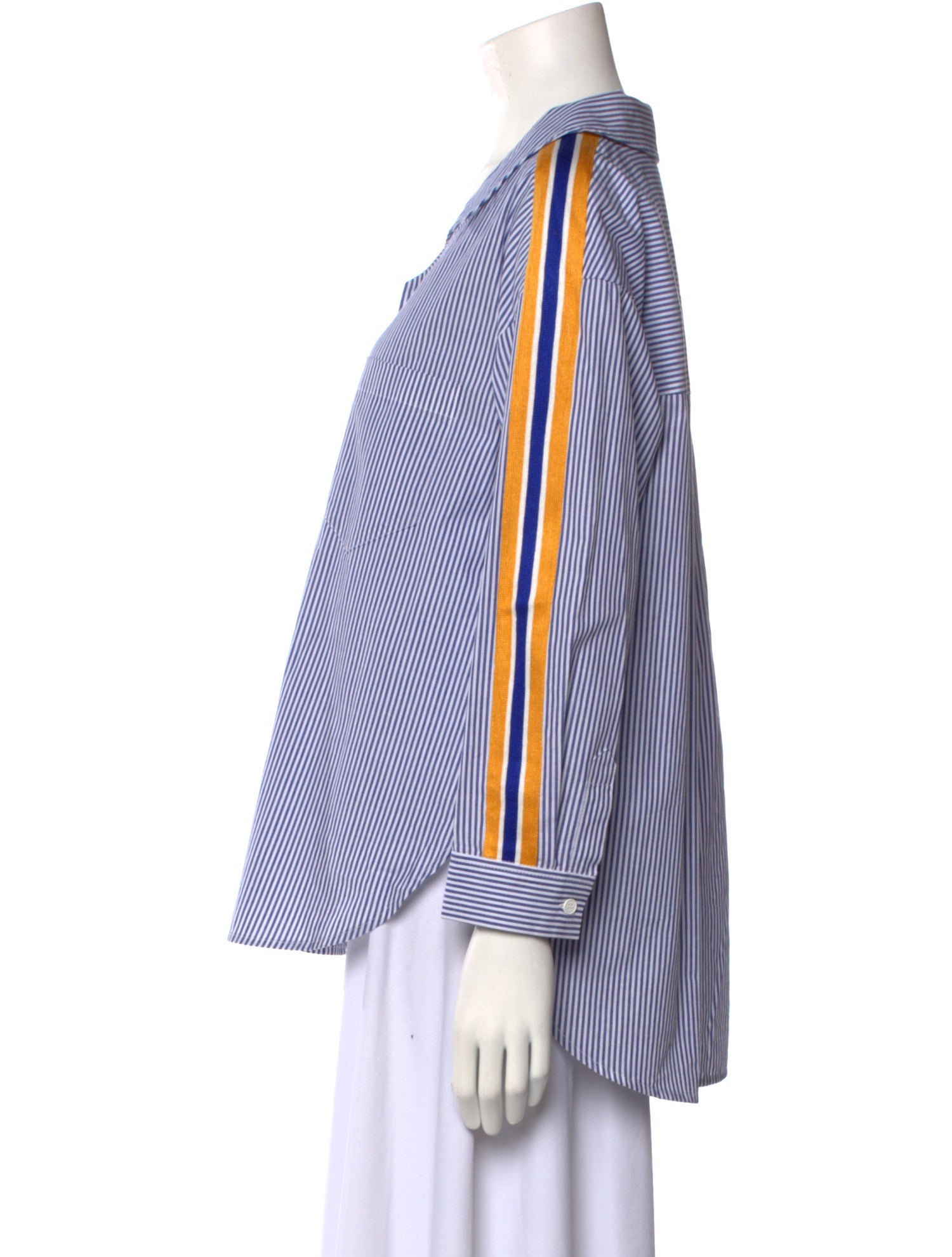 SJYP Striped V-Neck Button-Up Top