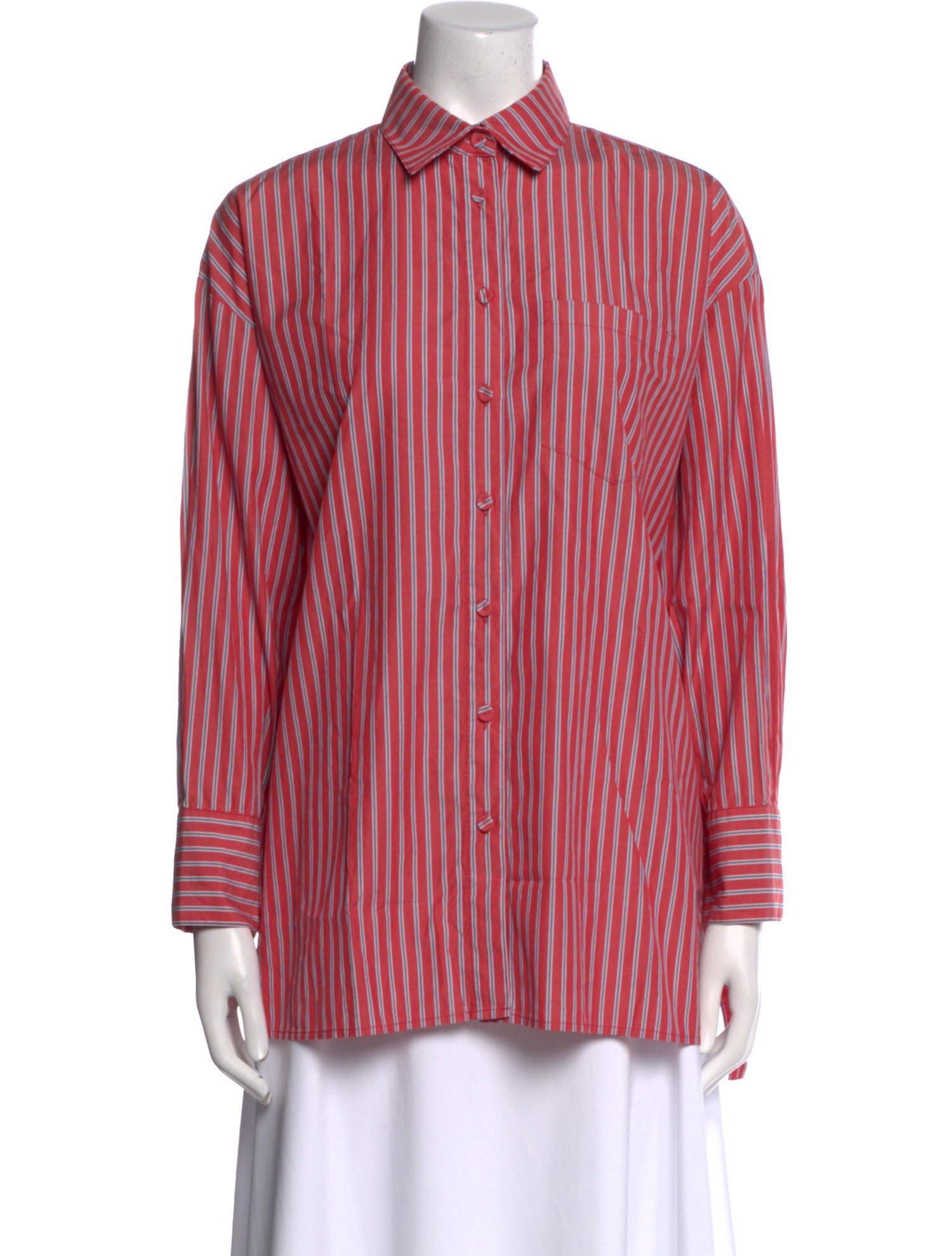 SJYP Striped Long Sleeve Button-Up Top