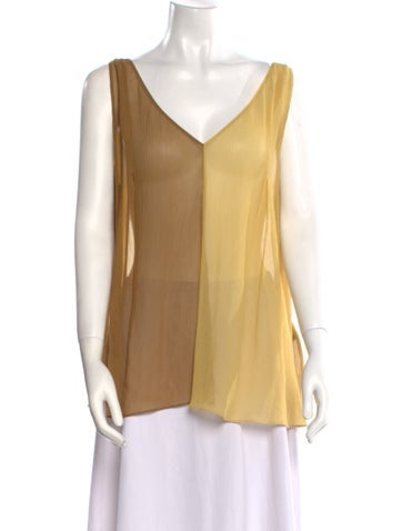Dorothee Schumacher Tops Silk V-Neck Top XL