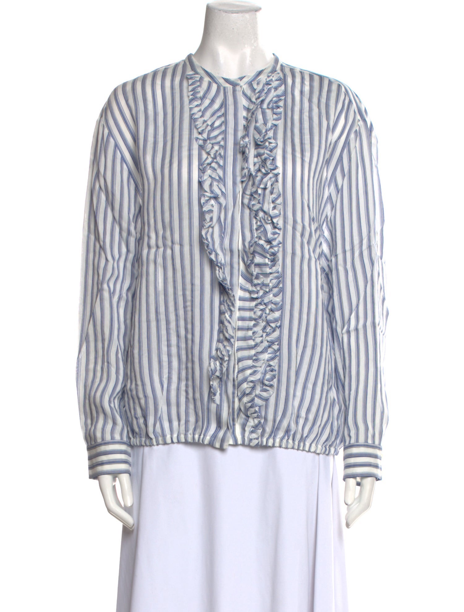 Dorothee Schumacher Striped Crew Neck Button-Up Top w/ Tags
