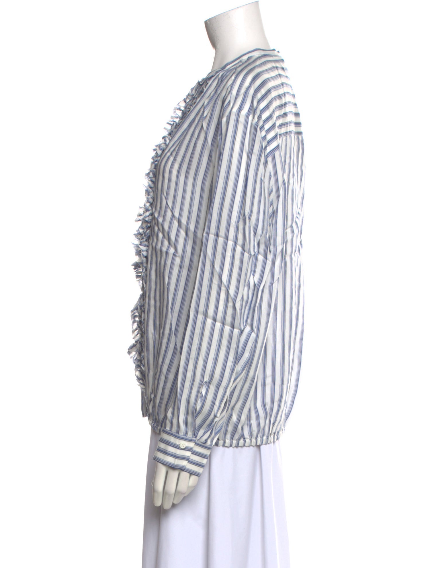 Dorothee Schumacher Striped Crew Neck Button-Up Top w/ Tags