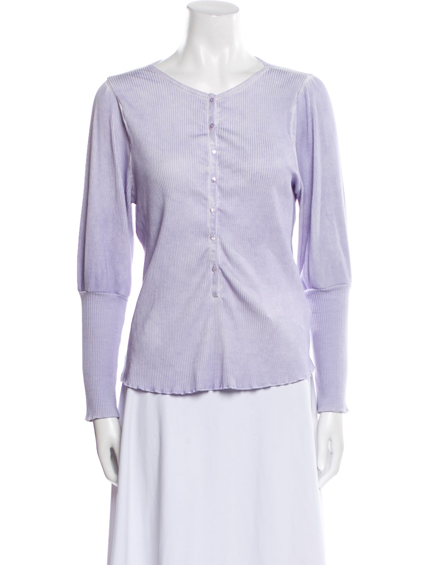 Dorothee Schumacher Crew Neck Long Sleeve Button-Up Top