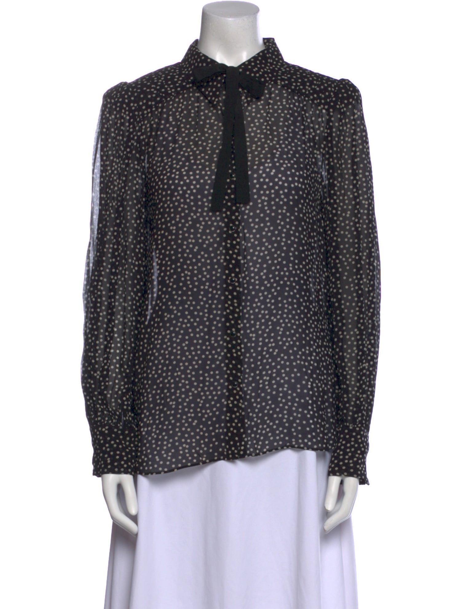 Dorothee Schumacher Polka Dot Print Mock Neck Button-Up Top