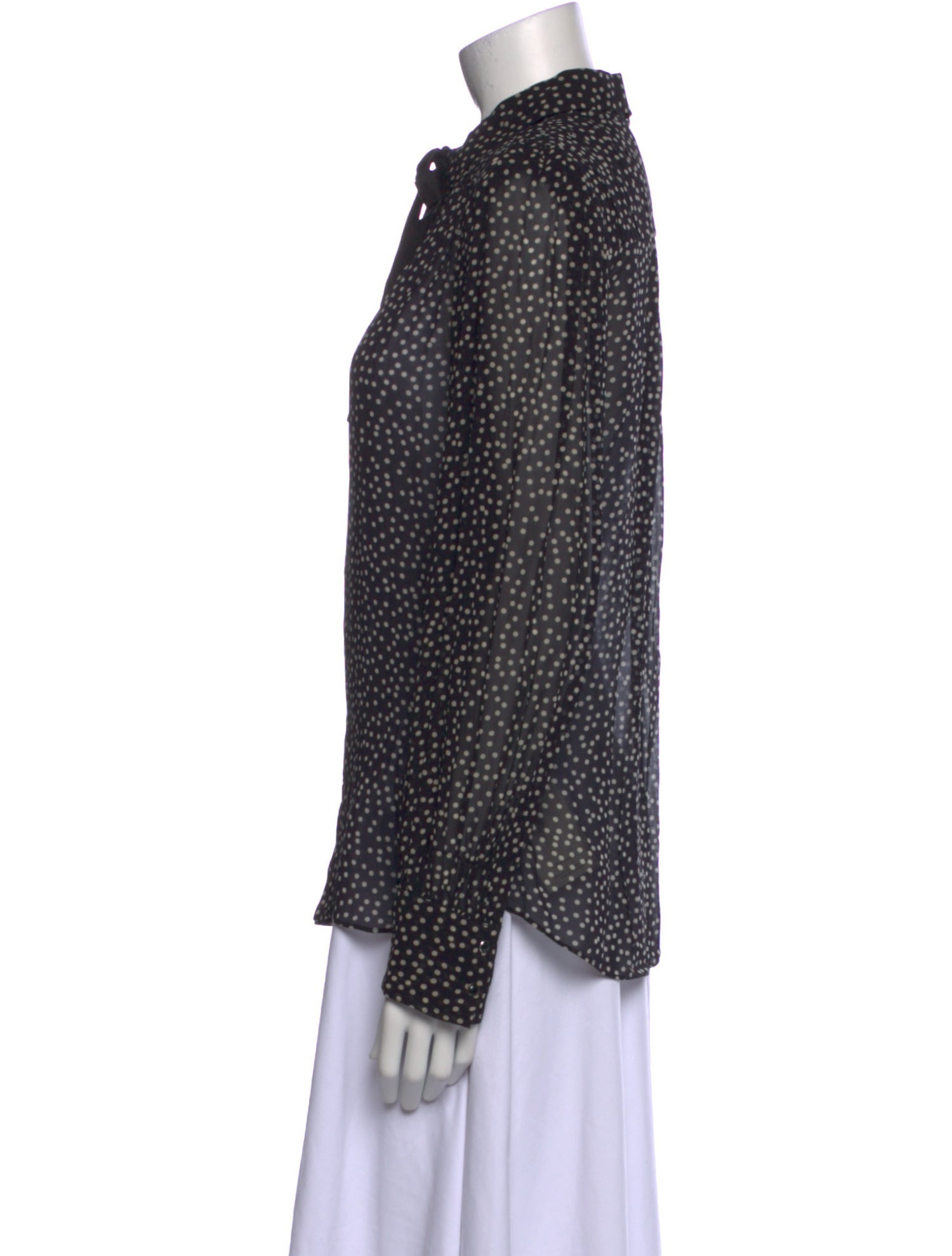 Dorothee Schumacher Polka Dot Print Mock Neck Button-Up Top