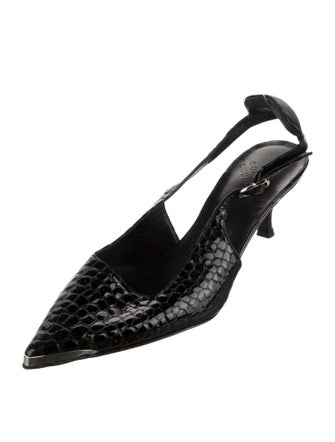 Dorothee Schumacher Leather Animal Print Slingback Pumps
