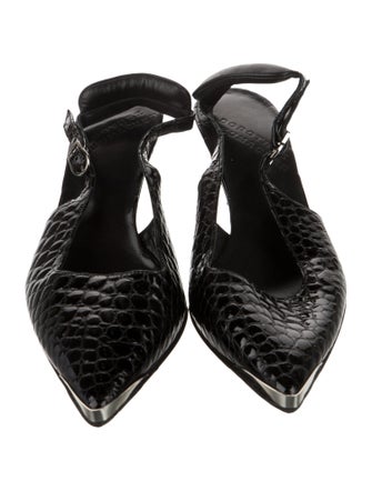 Dorothee Schumacher Leather Animal Print Slingback Pumps