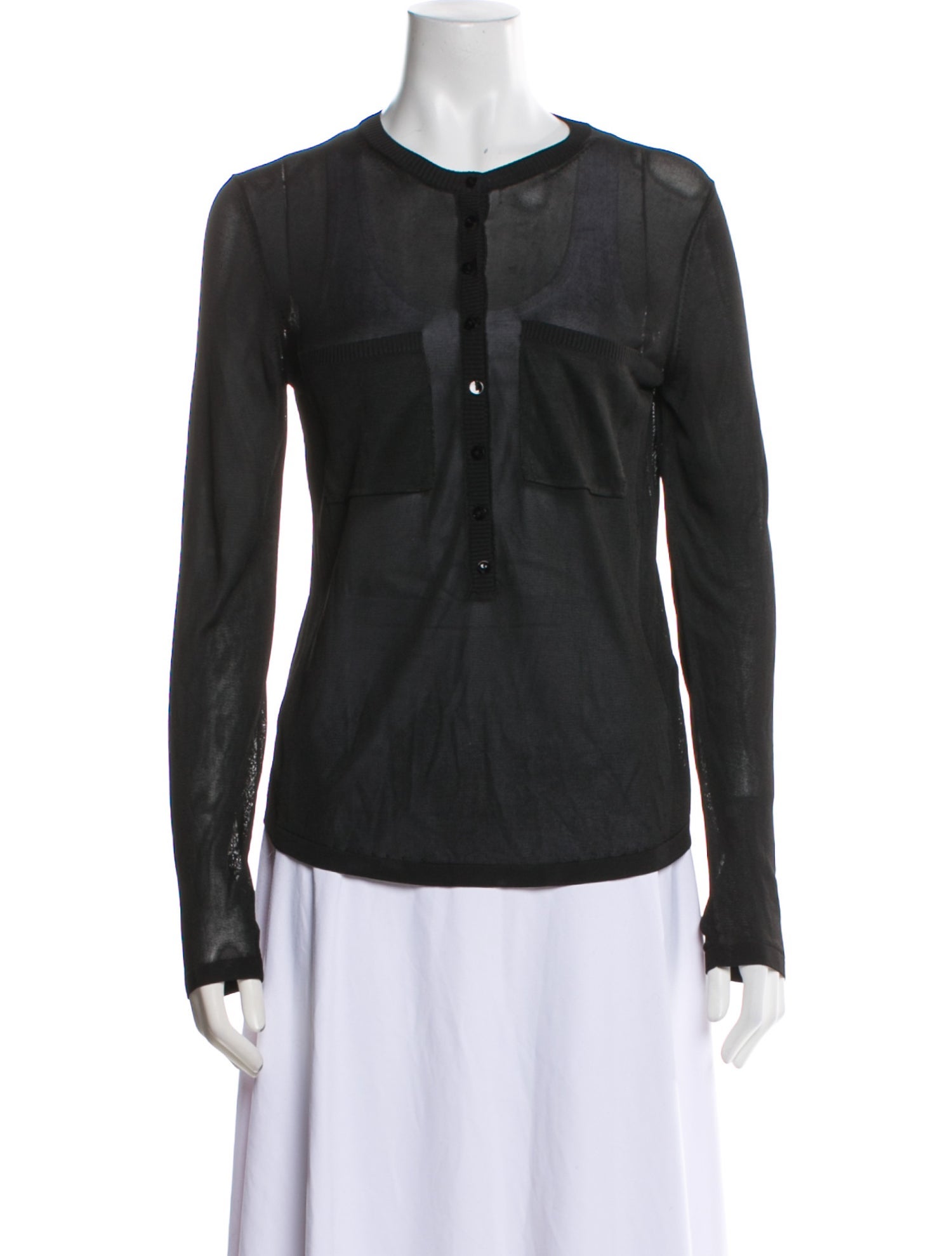Dorothee Schumacher Crew Neck Long Sleeve Button-Up Top