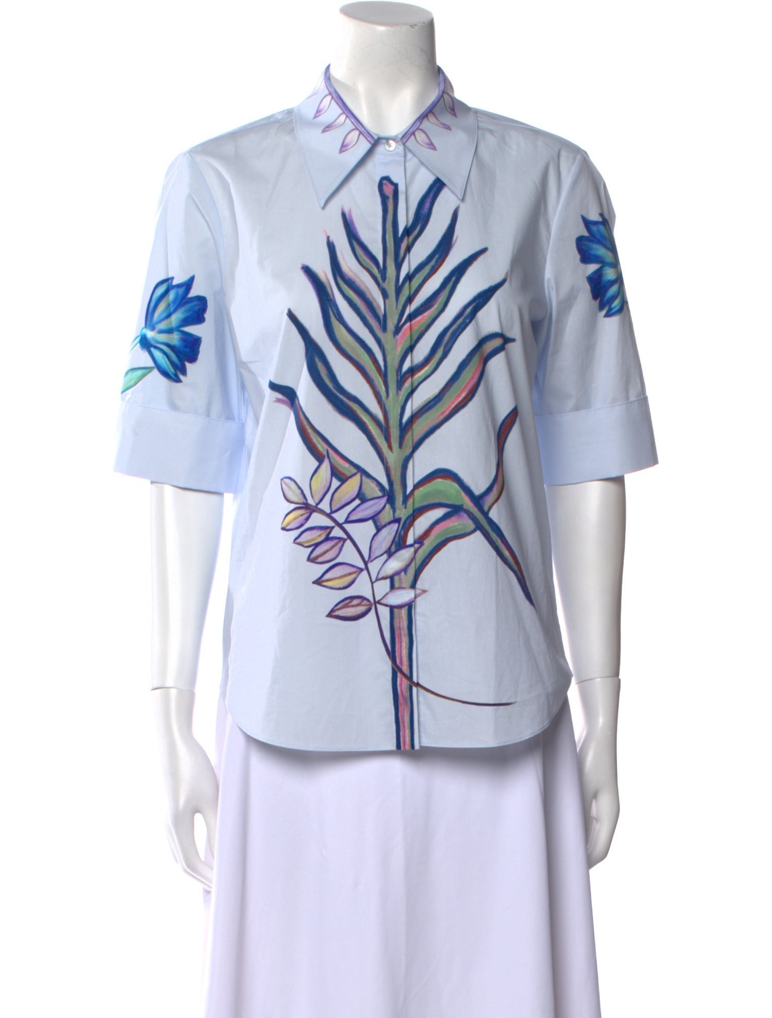 Dorothee Schumacher Printed Three-Quarter Sleeve Button-Up Top w/ Tags