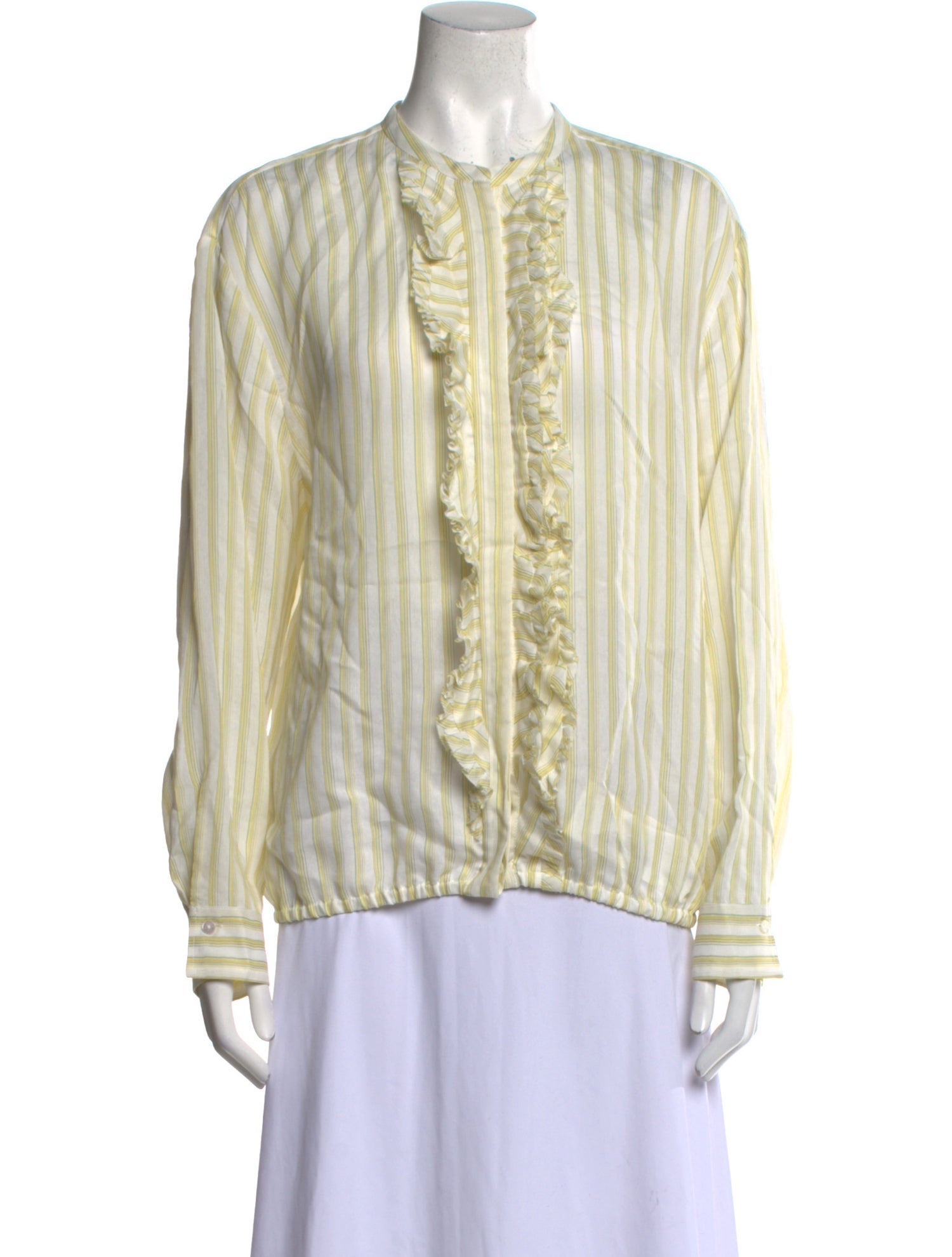 Dorothee Schumacher Striped Crew Neck Button-Up Top w/ Tags
