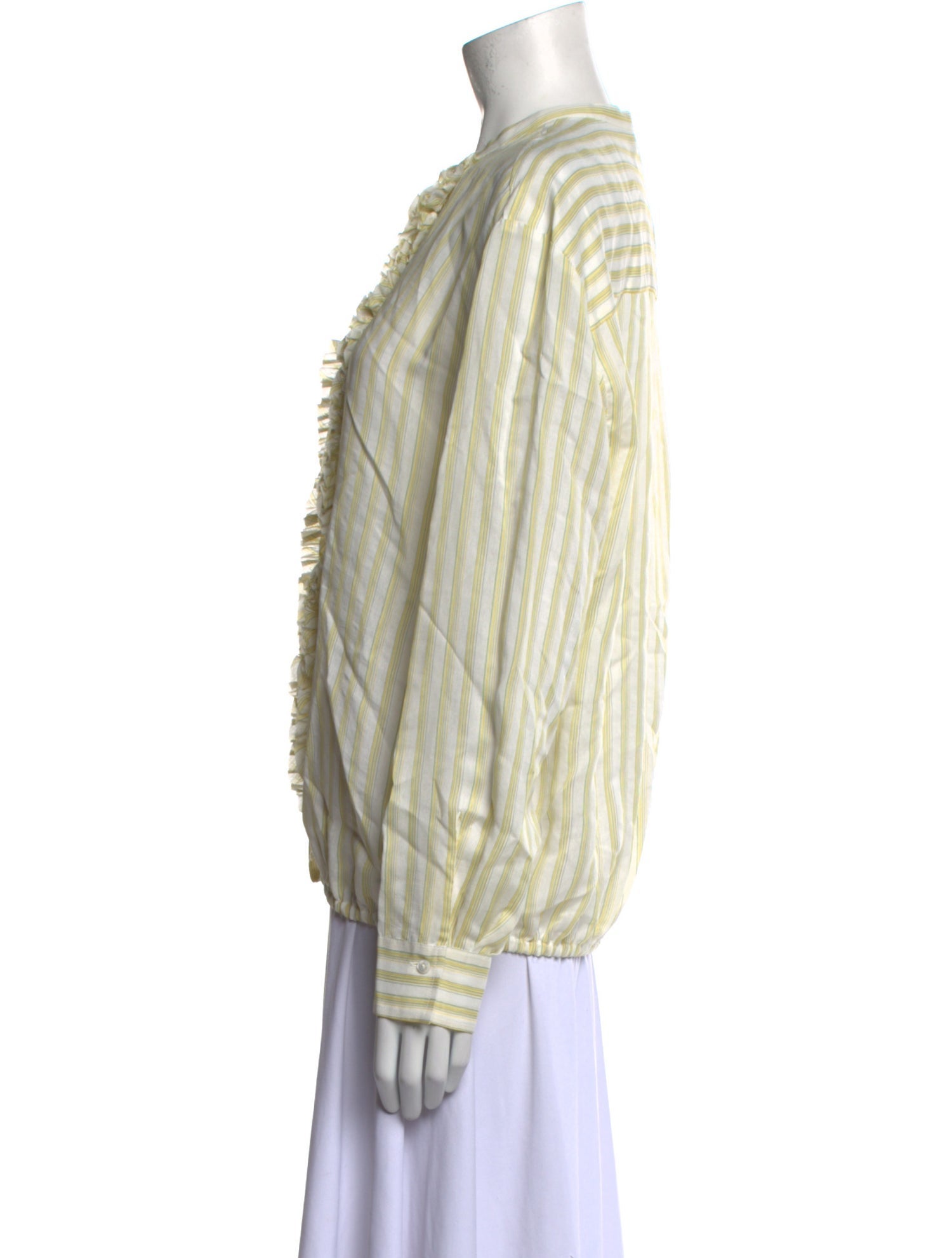 Dorothee Schumacher Striped Crew Neck Button-Up Top w/ Tags