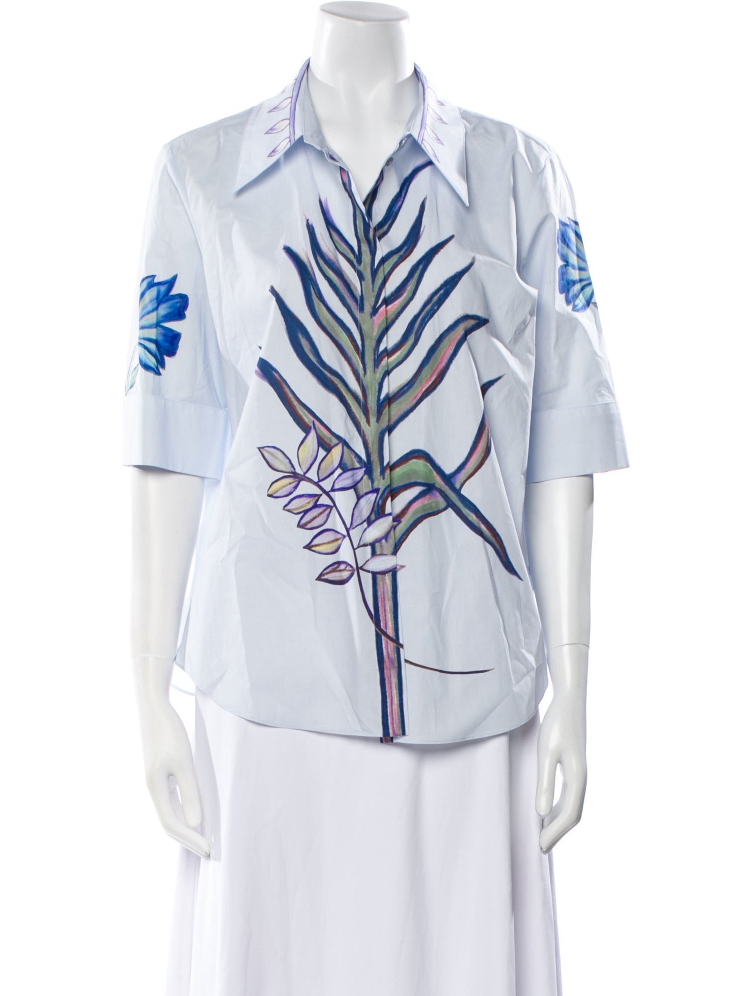 Dorothee Schumacher Chambray Printed Button-Up Top w/ Tags