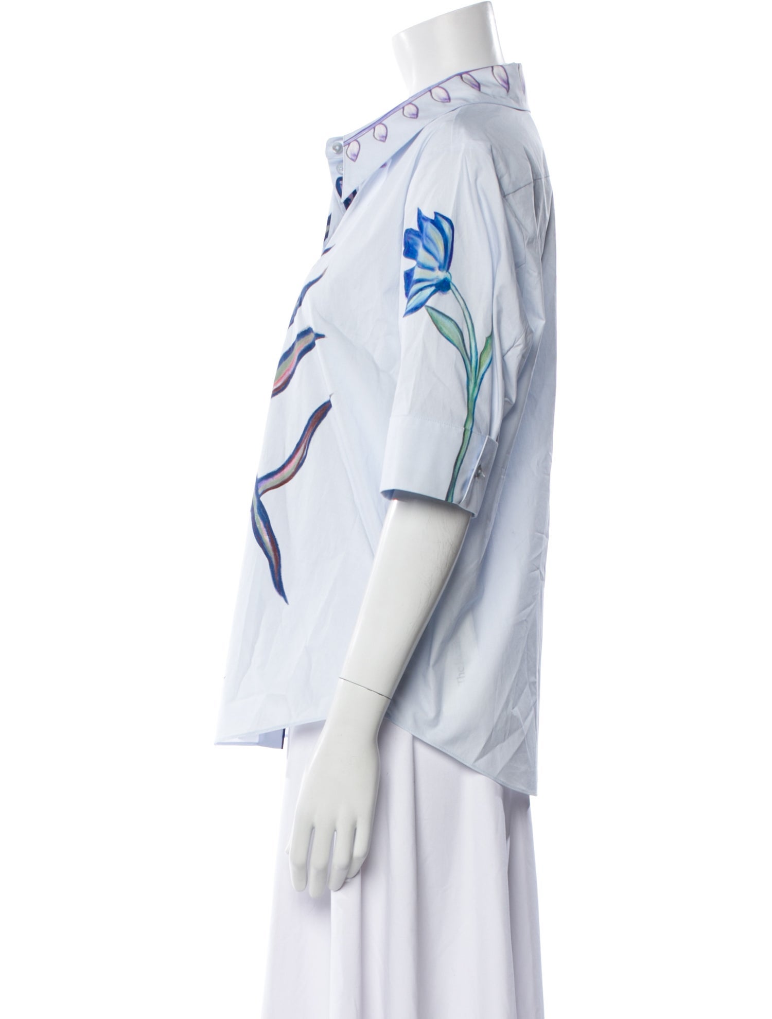 Dorothee Schumacher Chambray Printed Button-Up Top w/ Tags