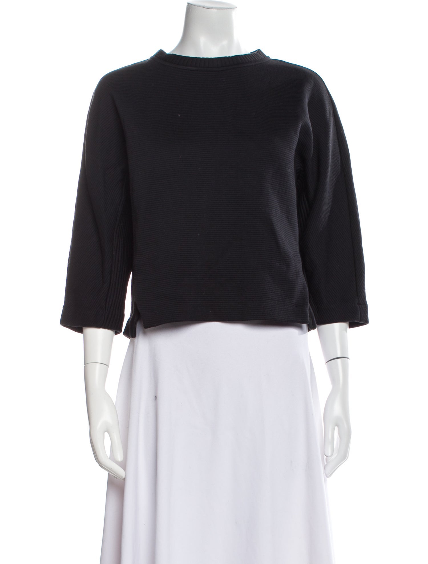 Dorothee Schumacher Bateau Neckline Three-Quarter Sleeve Crop Top