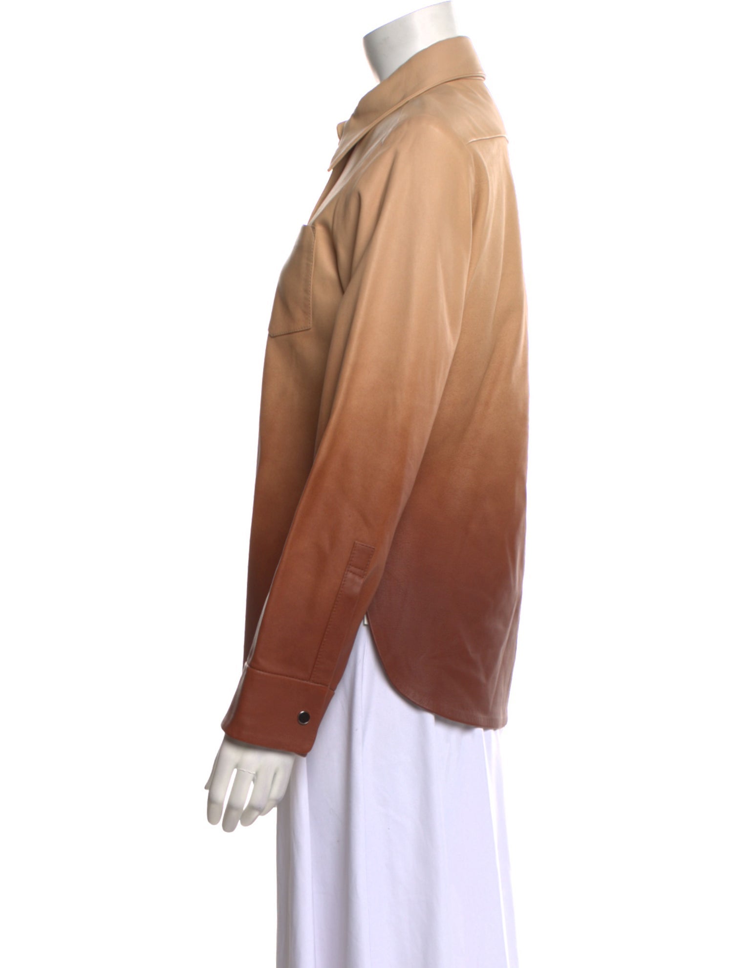 Dorothee Schumacher Lamb Leather Long Sleeve Button-Up Top