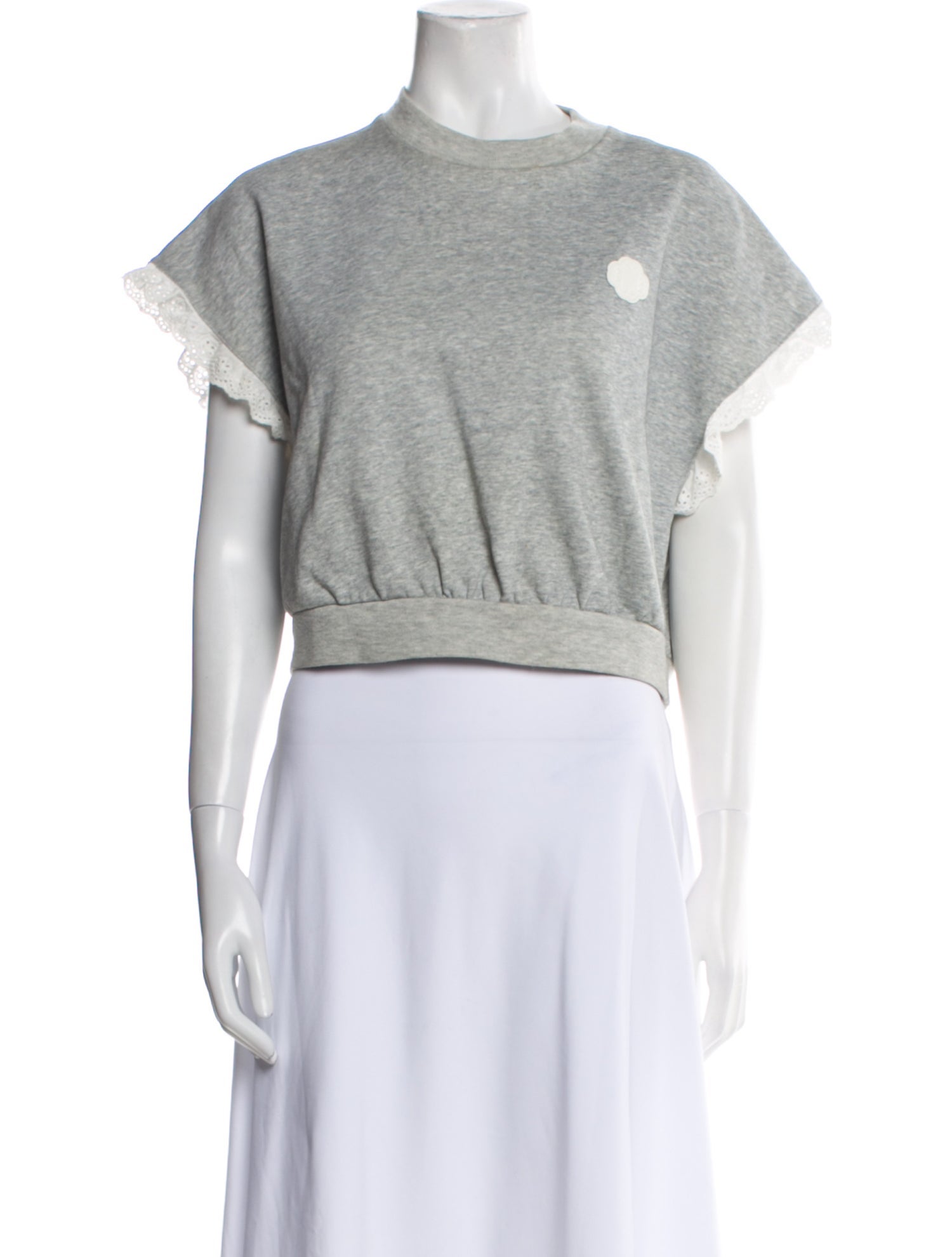 Maje Crew Neck Short Sleeve Crop Top