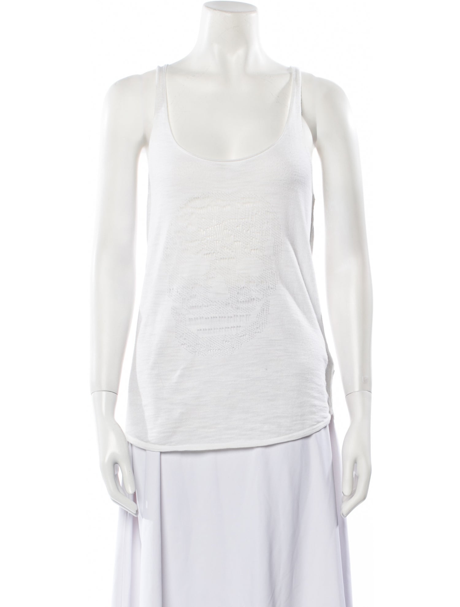 Skull Cashmere Scoop Neck Sleeveless Top