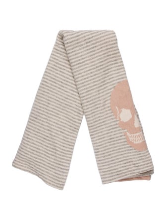 Skull Cashmere Silk Striped Scarf