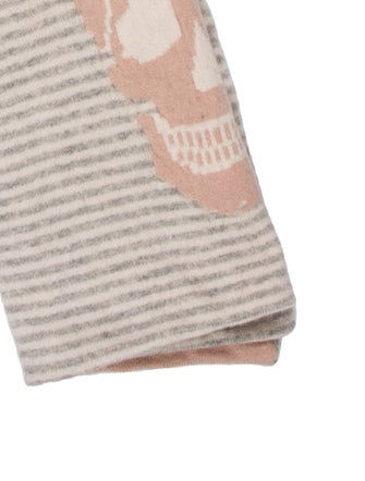 Skull Cashmere Silk Striped Scarf