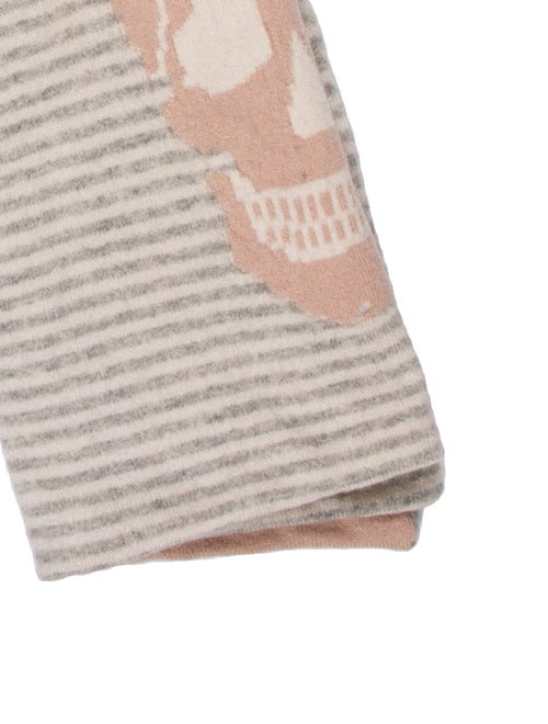 Skull Cashmere Silk Striped Scarf