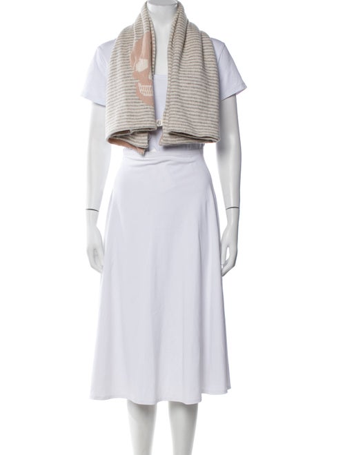 Skull Cashmere Silk Striped Scarf