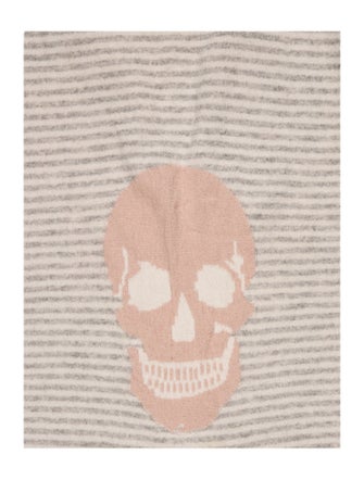 Skull Cashmere Silk Striped Scarf