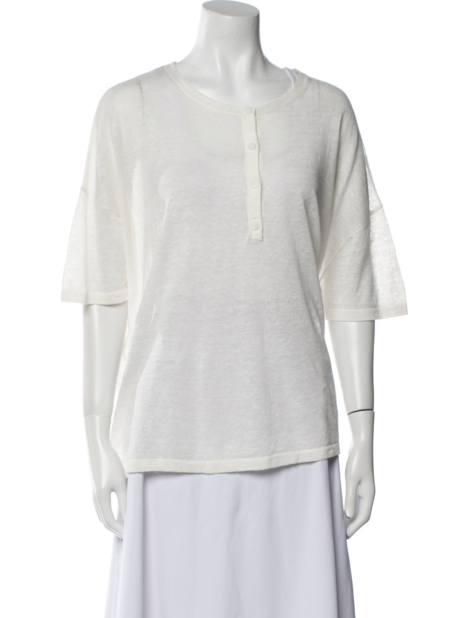 Skull Cashmere Linen Scoop Neck T-Shirt
