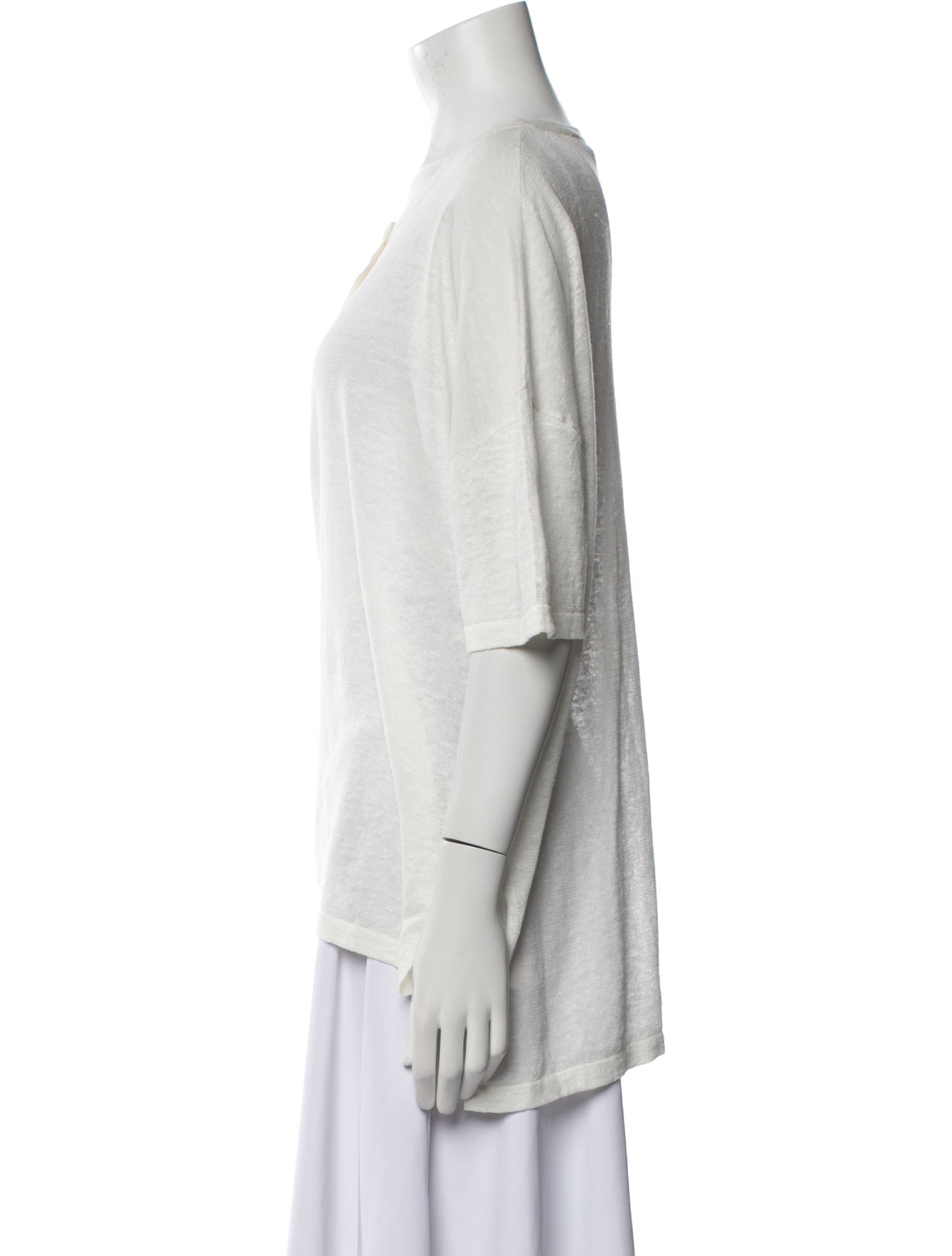 Skull Cashmere Linen Scoop Neck T-Shirt