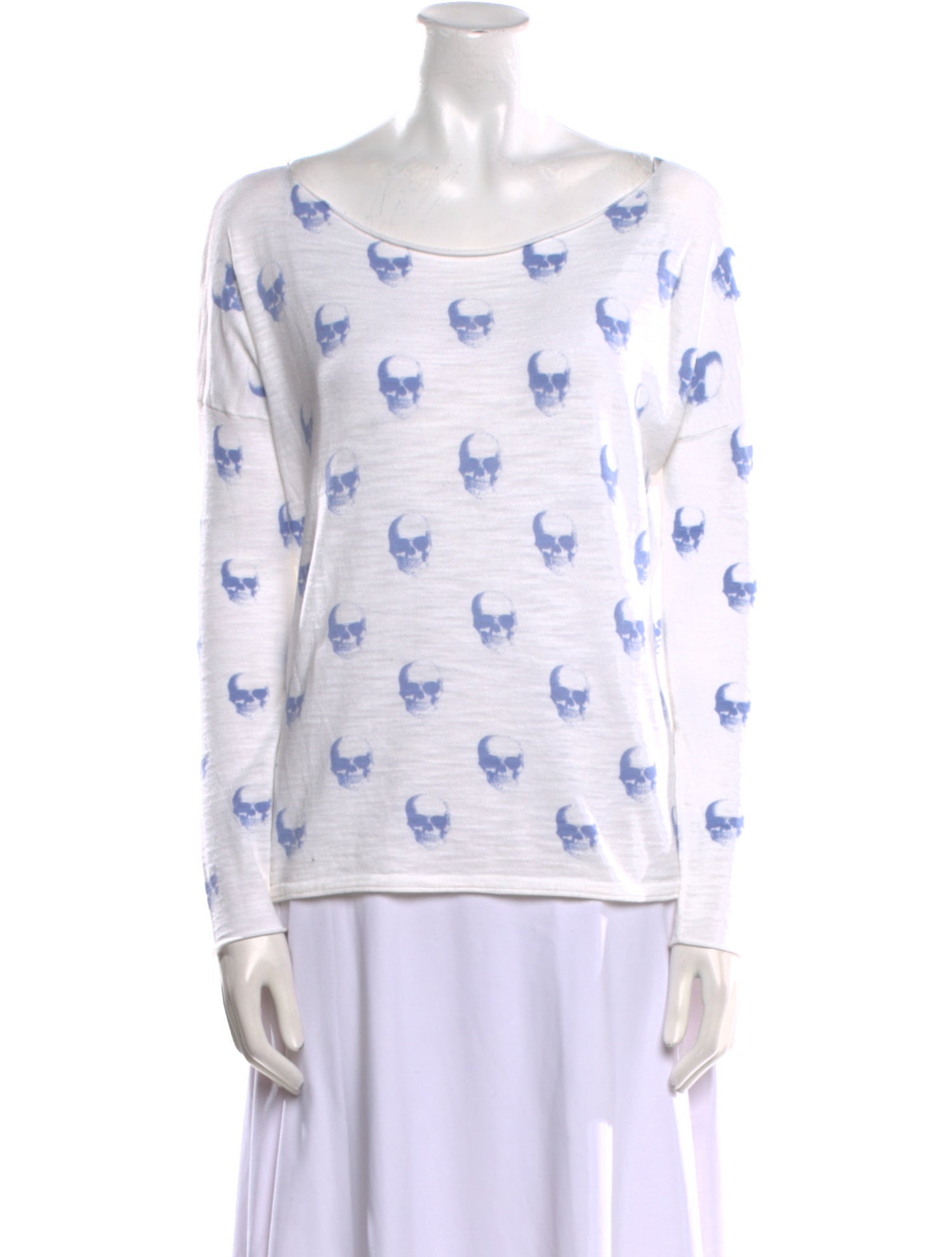 Skull Cashmere Printed Scoop Neck Sweatshirt