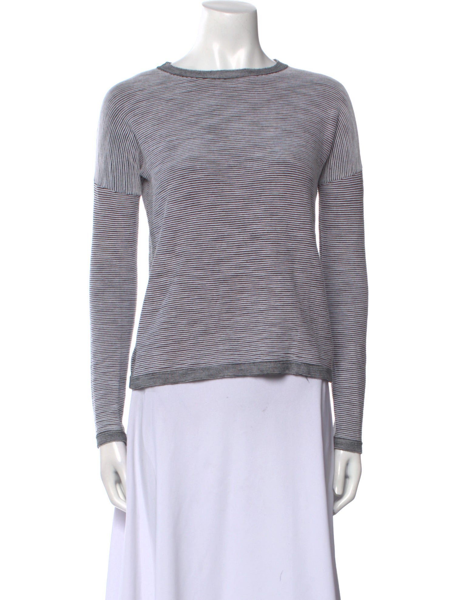 Skull Cashmere Striped Bateau Neckline Top