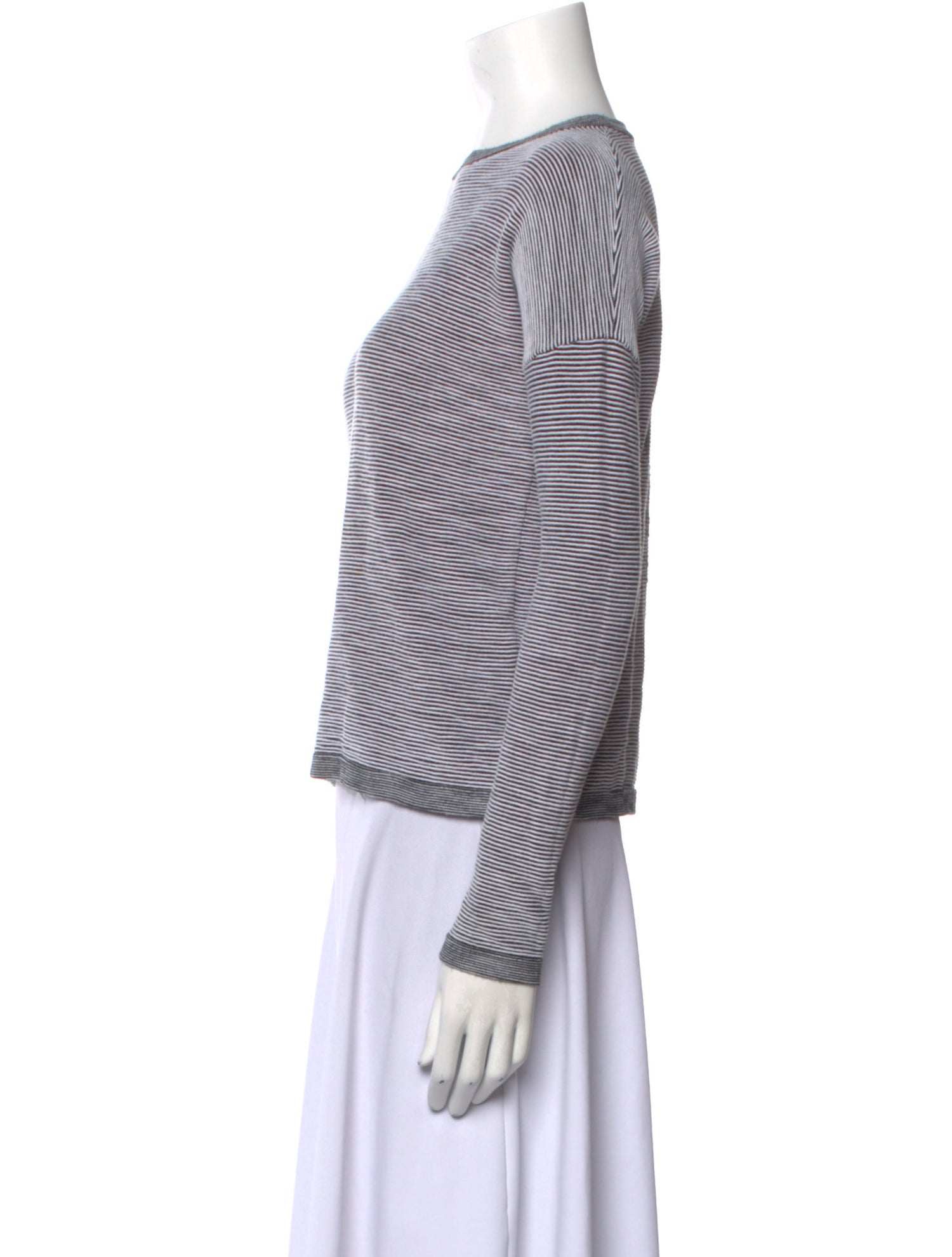 Skull Cashmere Striped Bateau Neckline Top