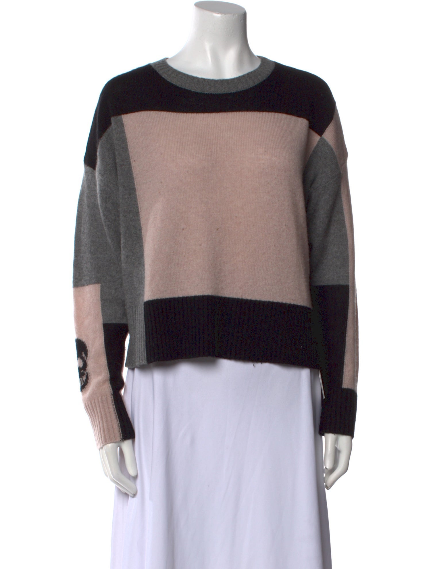 Skull Cashmere Cashmere Colorblock Pattern Sweater