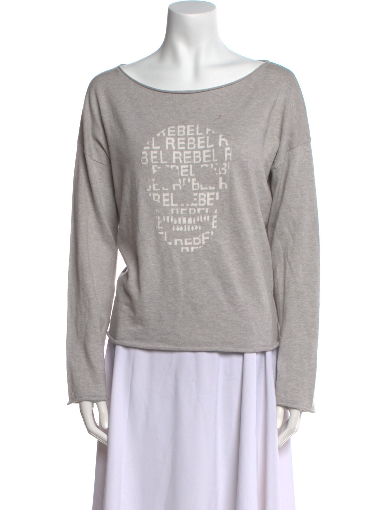 Skull Cashmere Bateau Neckline Sweater