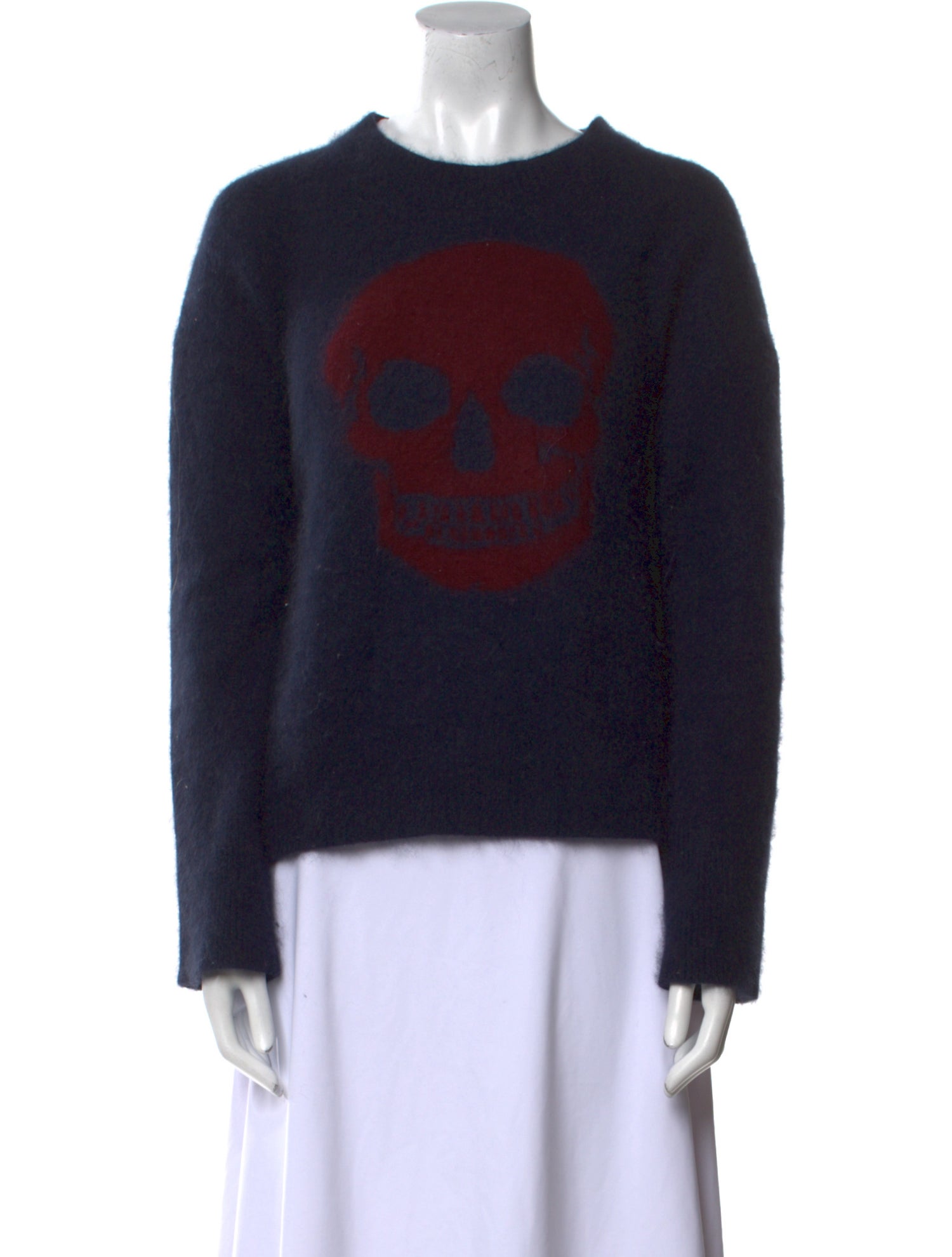 Skull Cashmere Wool Graphic Print Sweater