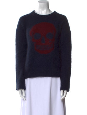 Skull Cashmere Wool Graphic Print Sweater
