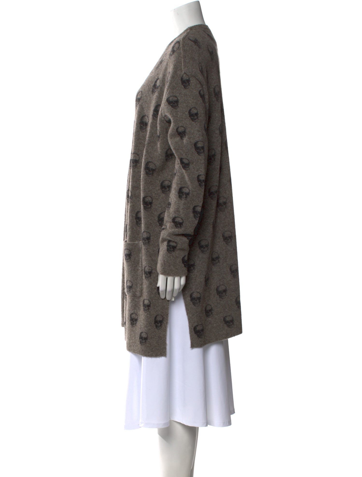 Skull Cashmere Printed Open Front Sweater