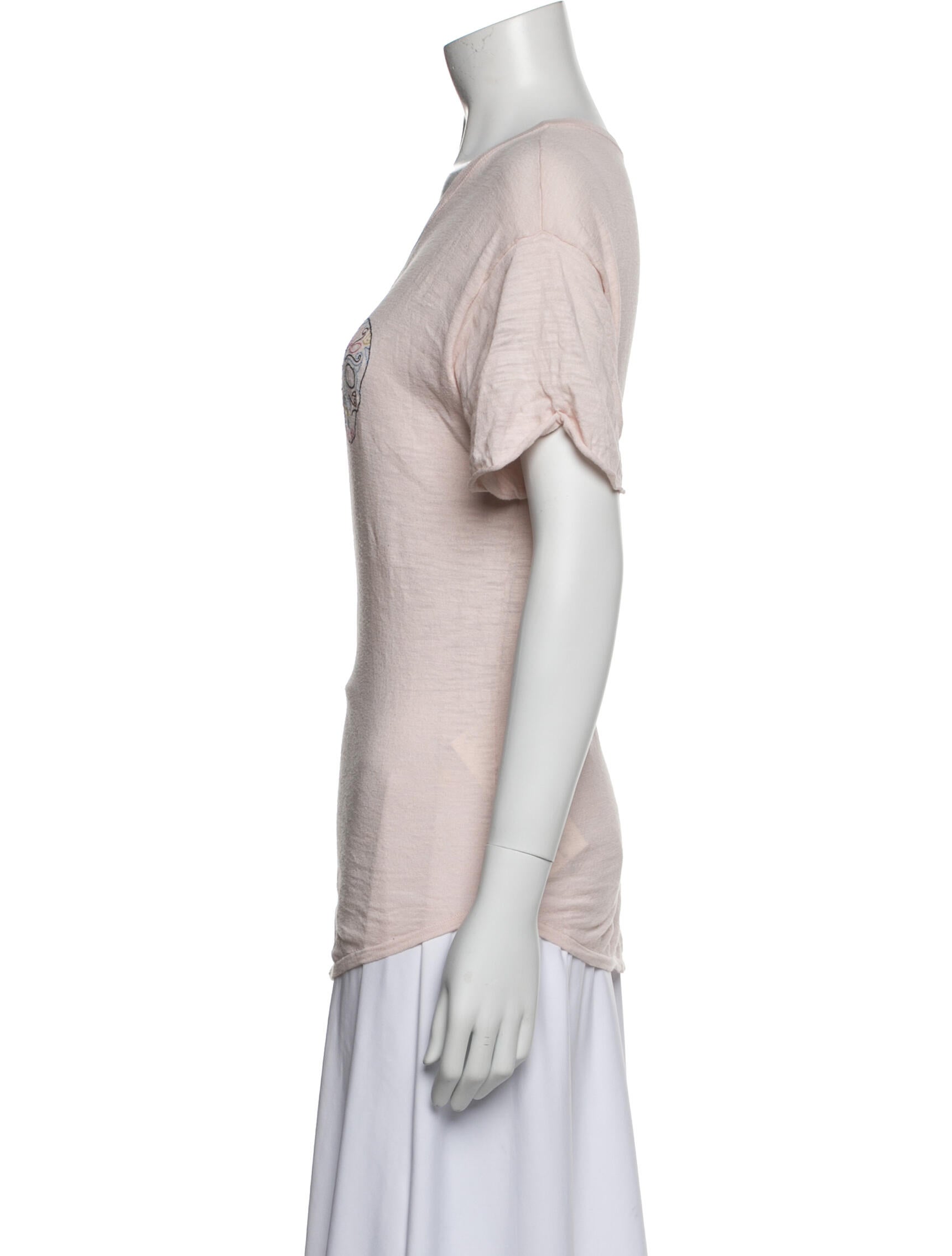 Skull Cashmere Graphic Print Scoop Neck T-Shirt