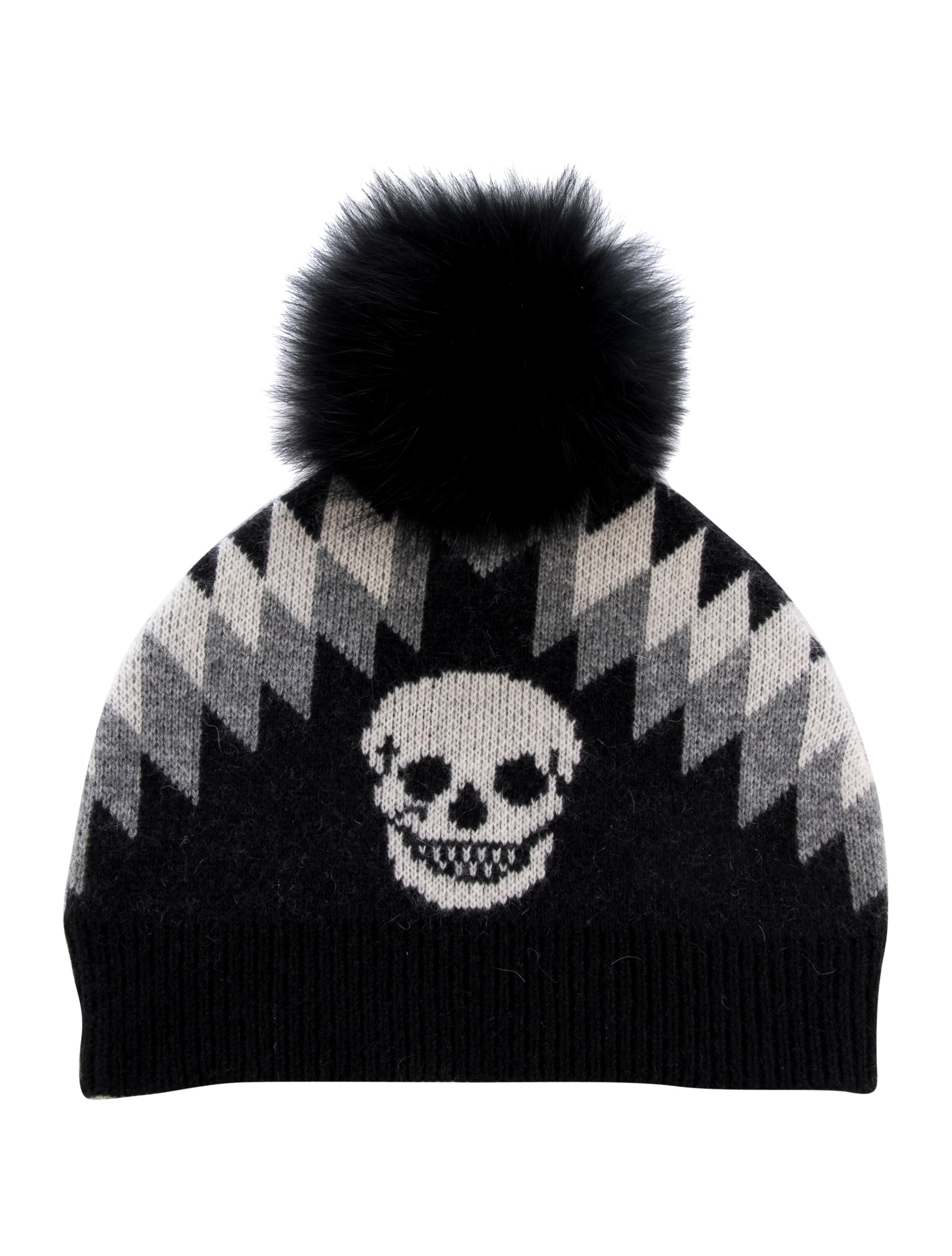 Skull Cashmere Cashmere Knitted Beanie With Skull Print