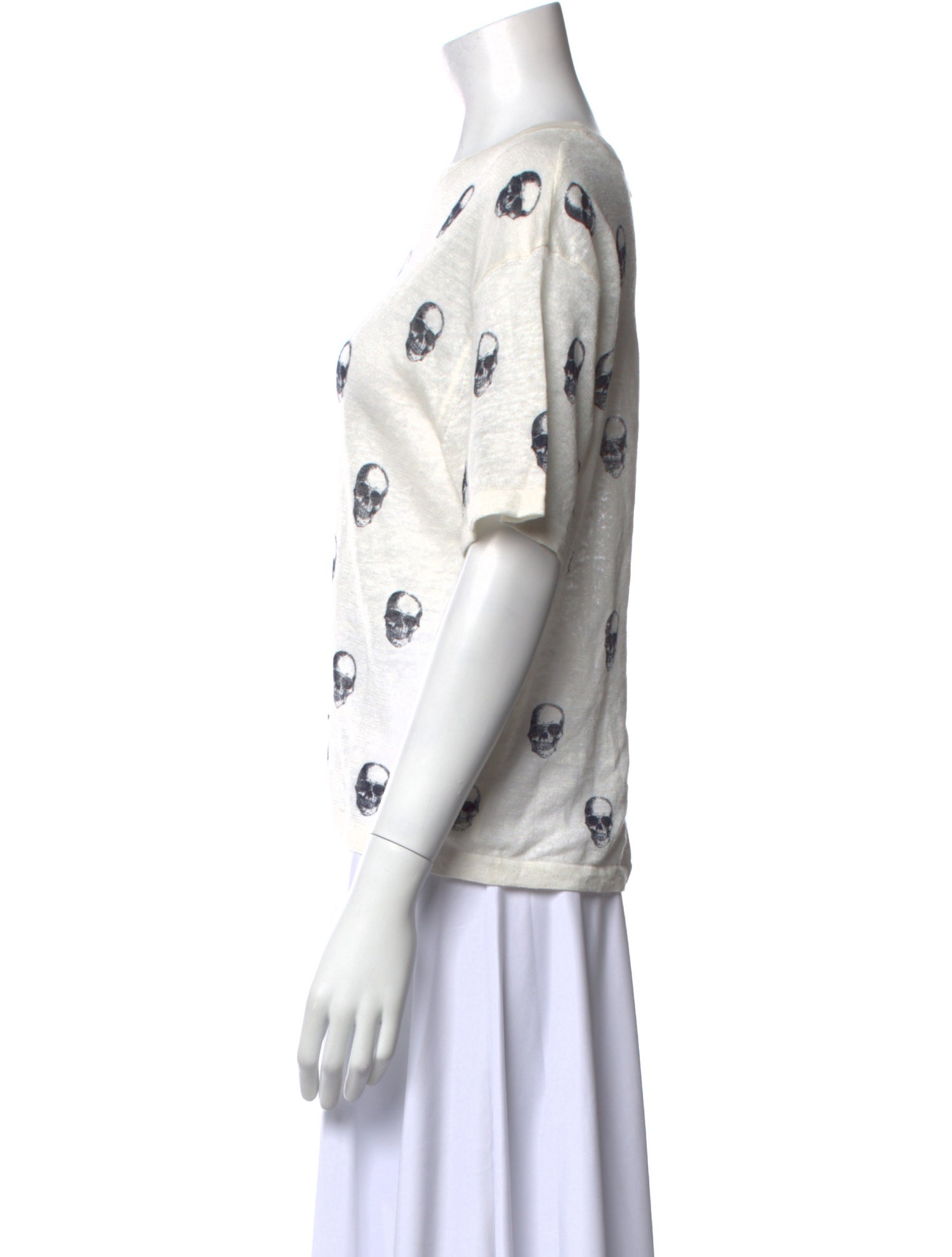 Skull Cashmere Linen Printed Crop Top