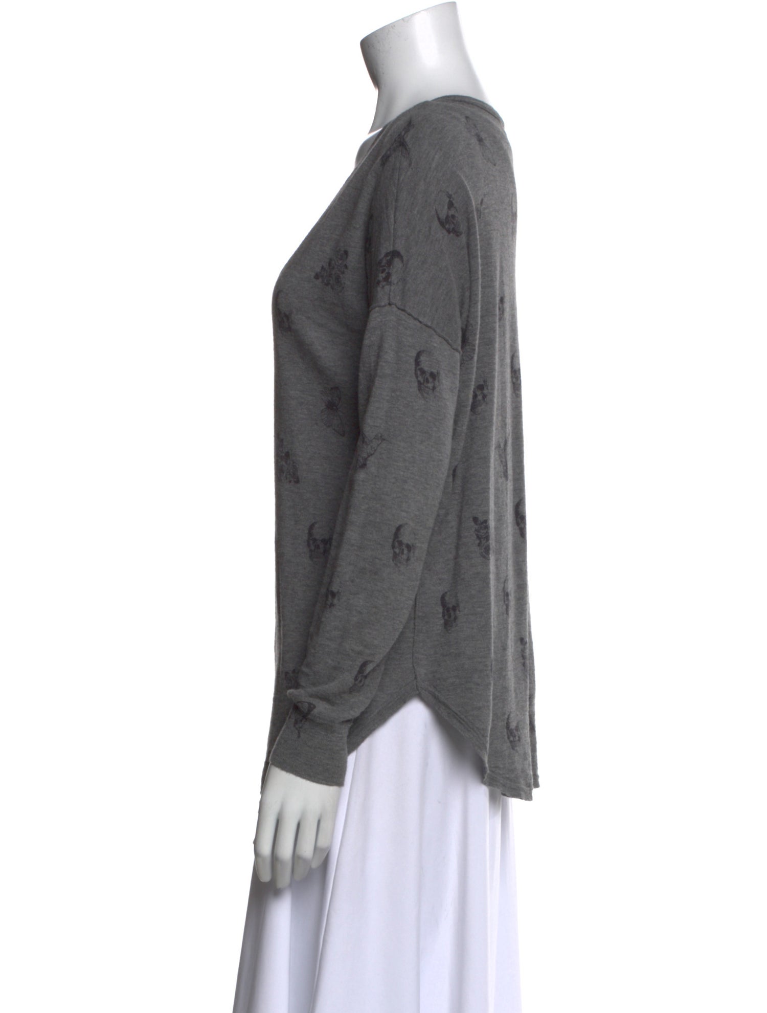 Skull Cashmere V-Neck Sweater