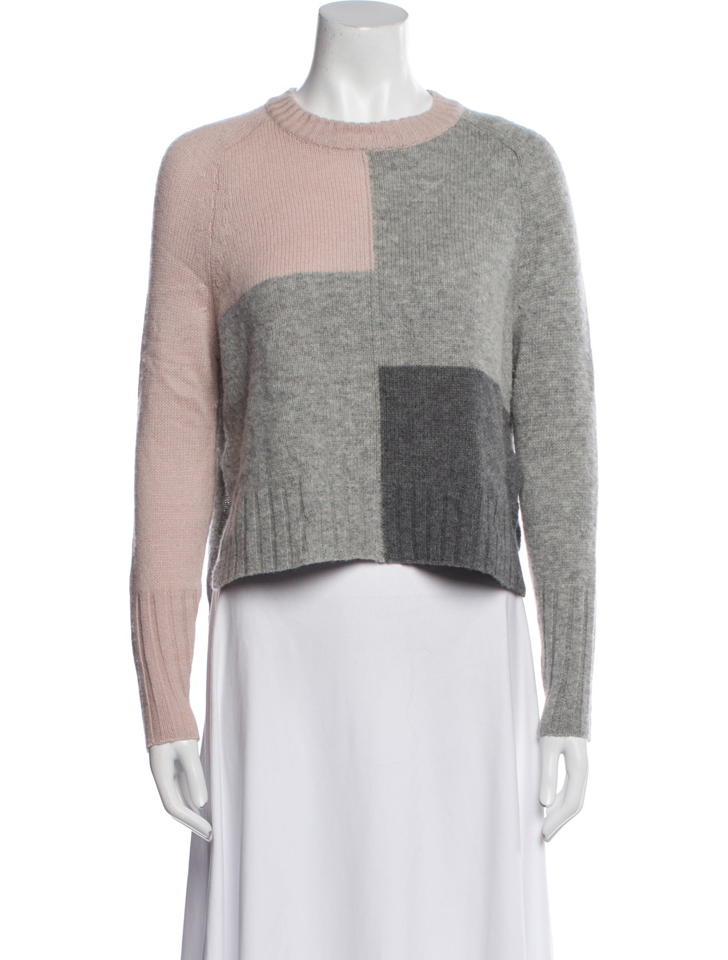 Skull Cashmere Wool Colorblock Pattern Sweater