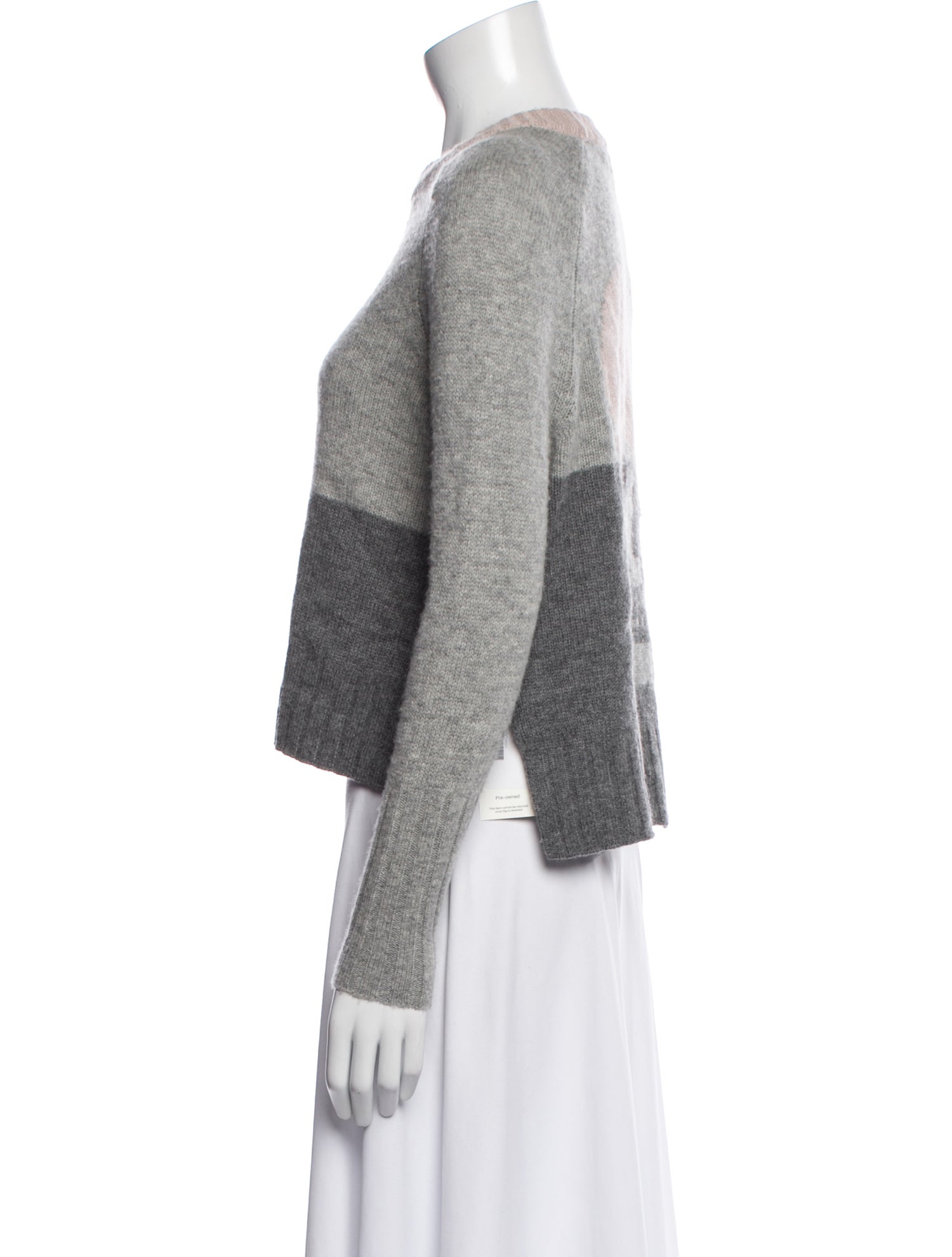 Skull Cashmere Wool Colorblock Pattern Sweater