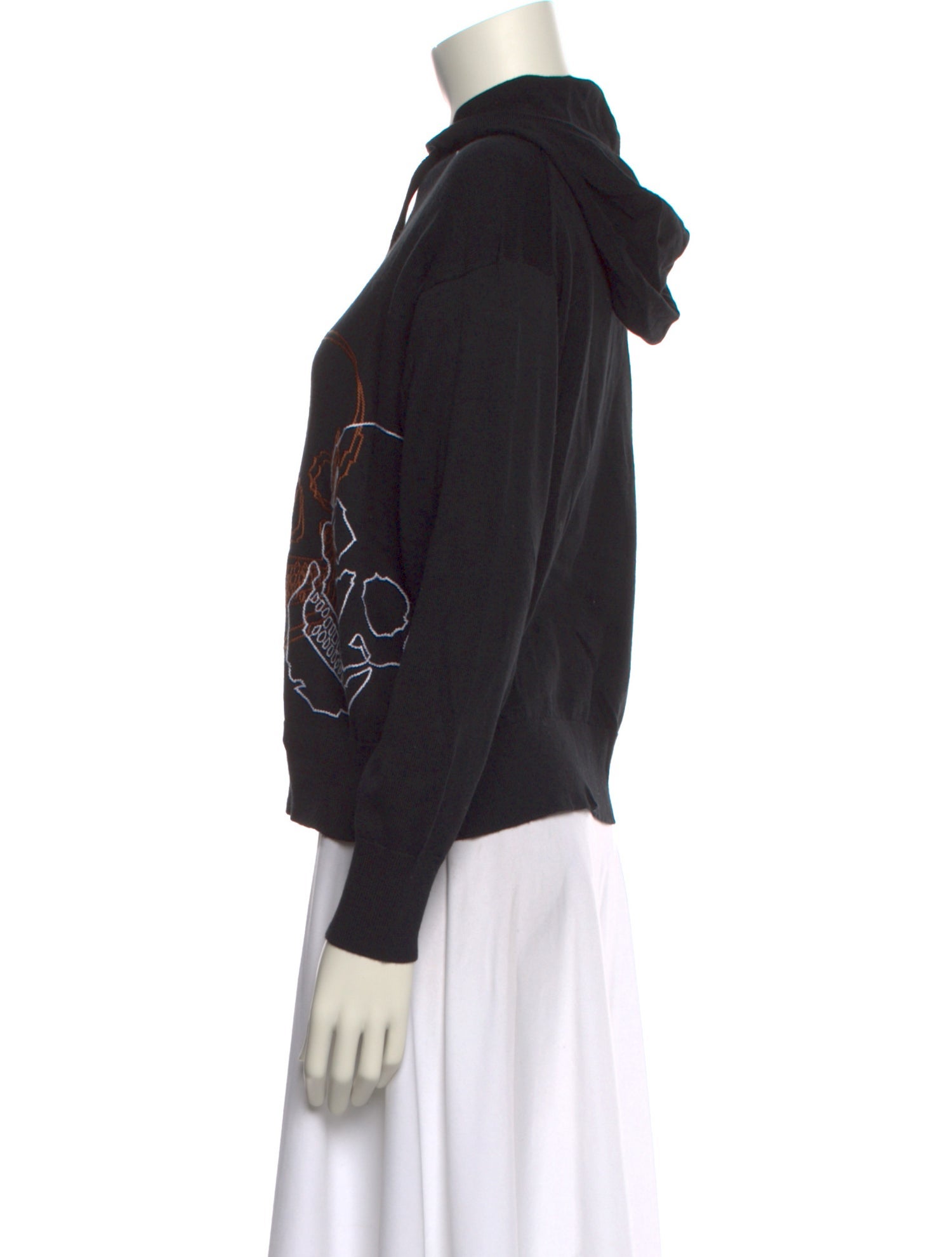 Skull Cashmere Graphic Print Mock Neck Sweatshirt