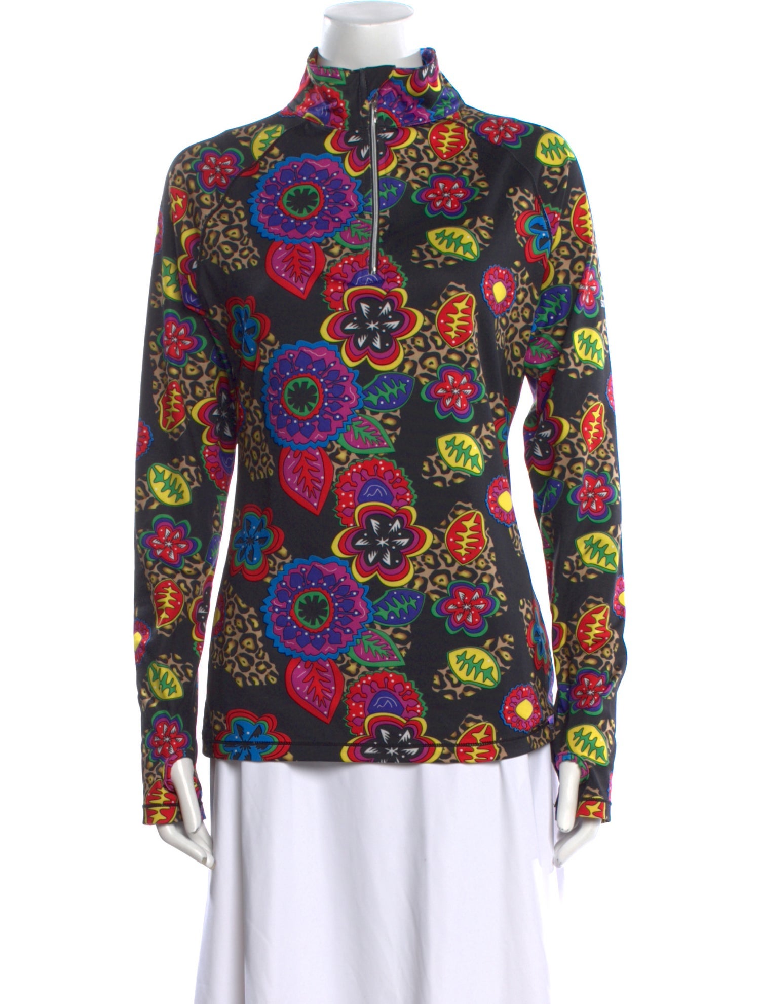 Skea Floral Print Mock Neck Blouse