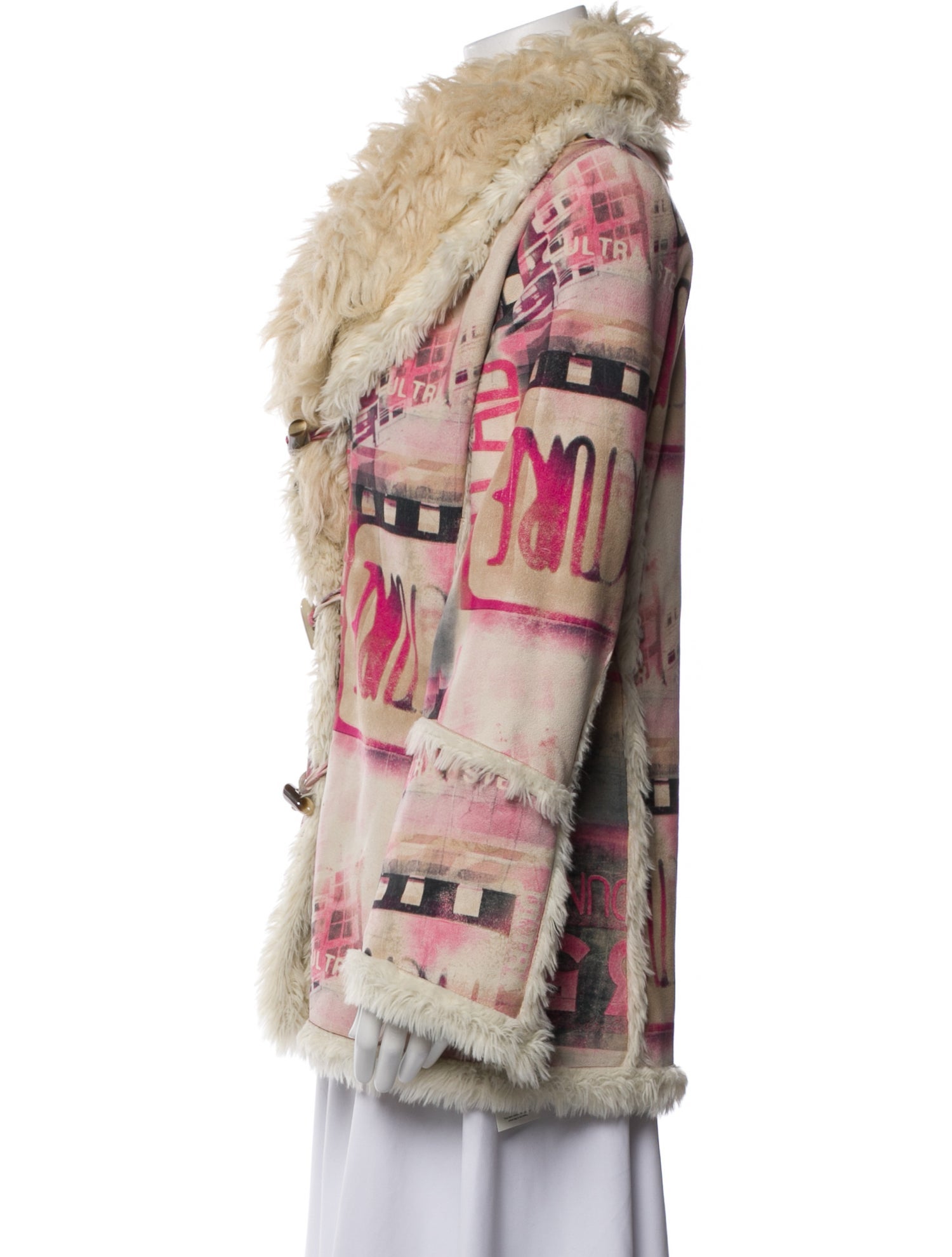 Skea Plaid Print Faux Fur Coat