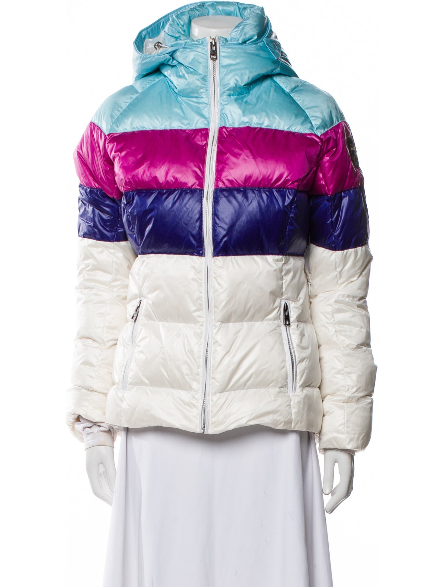 Skea Nylon Colorblock Pattern Down Jacket