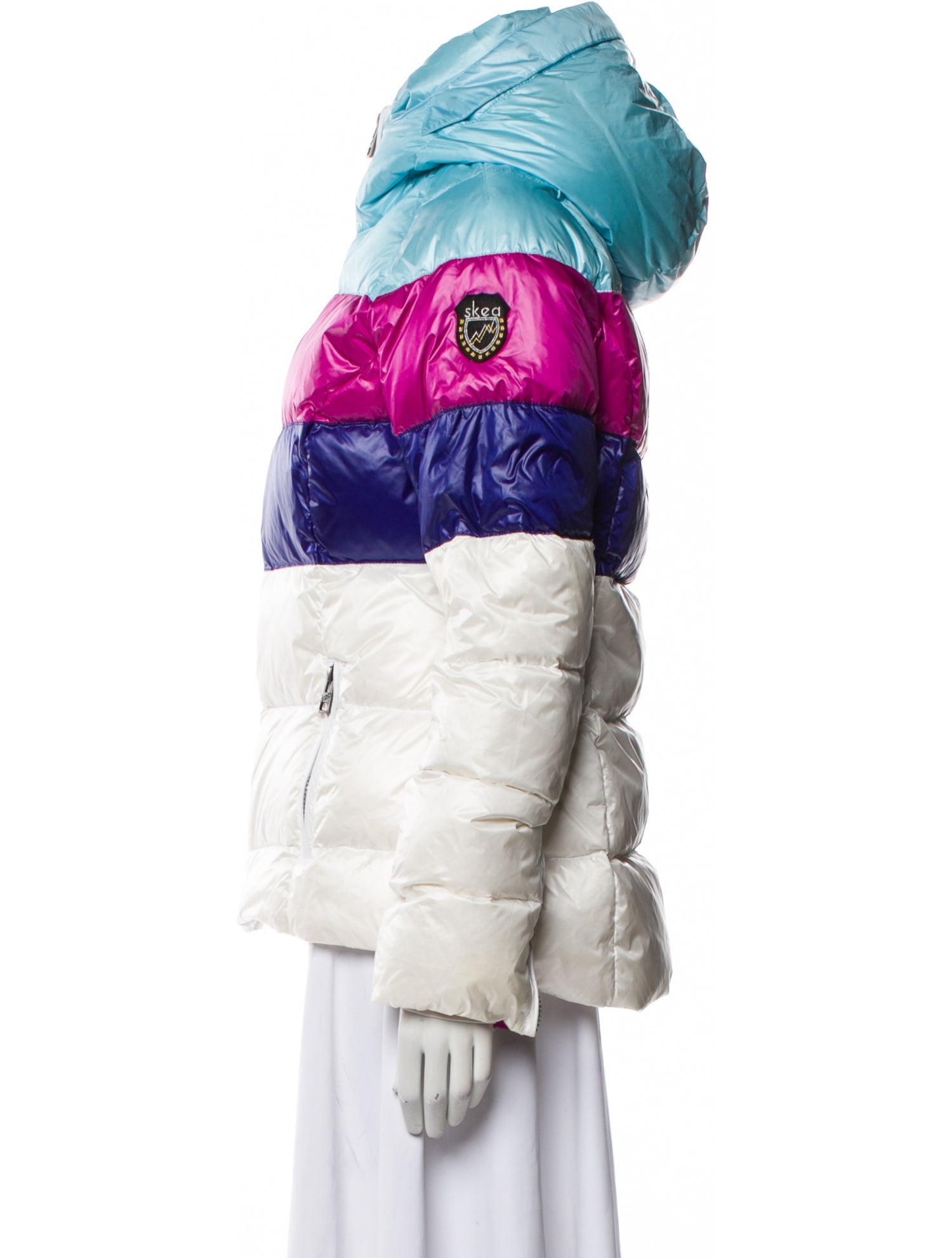 Skea Nylon Colorblock Pattern Down Jacket